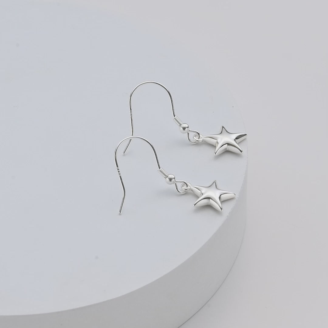 Sterling Silver Star Drop Earrings Video