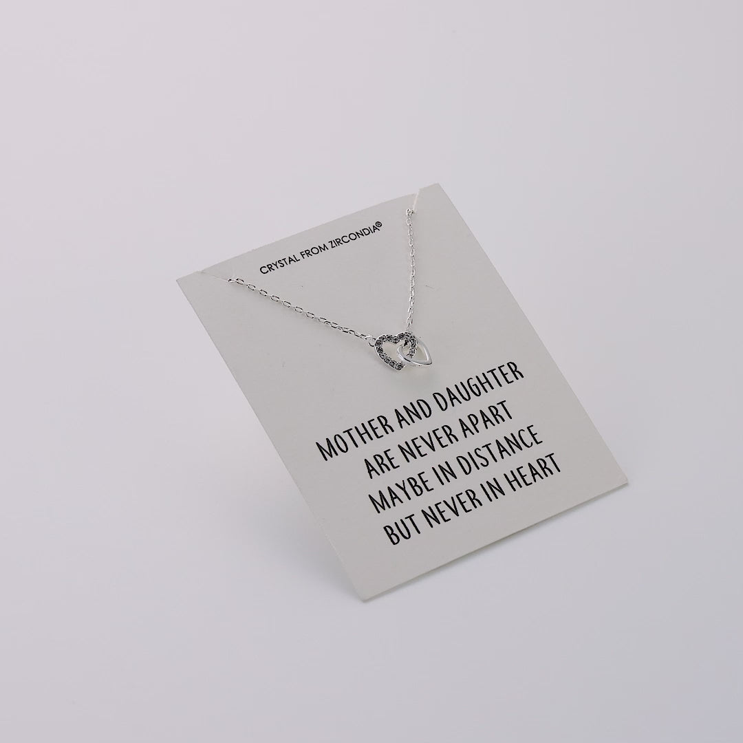 Mother and Daughter Heart Link Necklace with Quote Card Created with Zircondia® Crystals