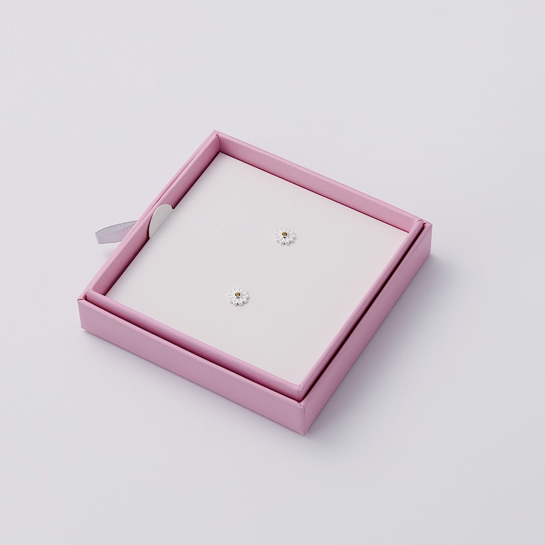 Kids Sterling Silver Daisy Earrings Created with Zircondia® Crystals