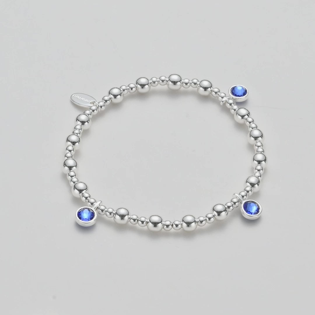 September (Sapphire) Birthstone Stretch Charm Bracelet with Quote Gift Box Video