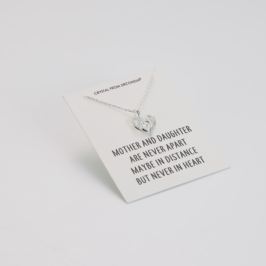 Mother And Child Necklace with Quote Card Created with Zircondia® Crystals