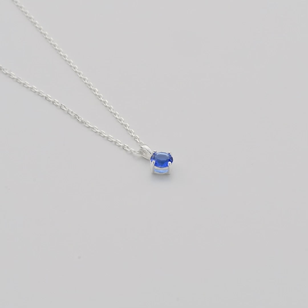 Sterling Silver September (Sapphire) Birthstone Necklace Created with Zircondia® Crystals Video