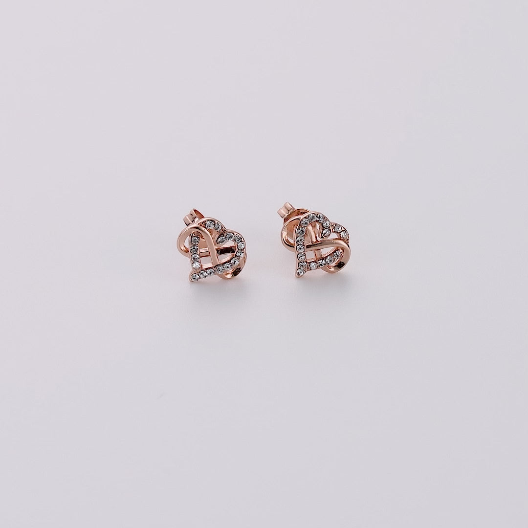 Rose Gold Plated Infinity Heart Stud Earrings Created with Zircondia® Crystals