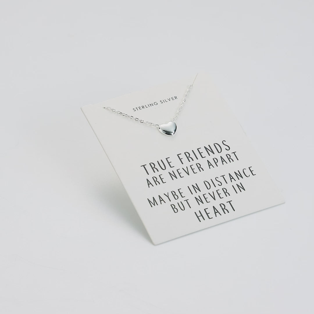 Sterling Silver Friendship Quote Heart Necklace
