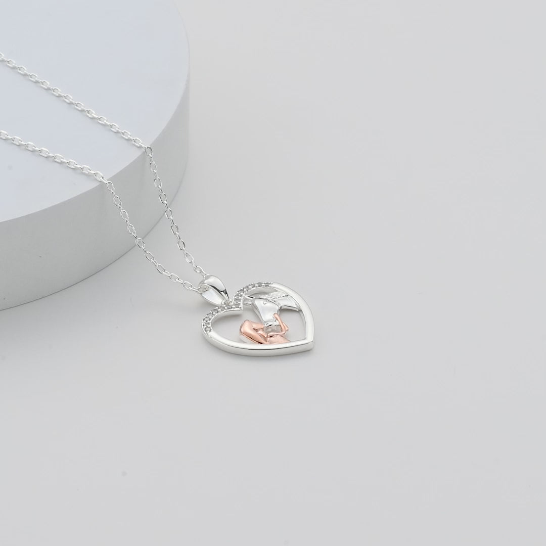 Girl and Horse Heart Necklace Created with Zircondia® Crystals Video