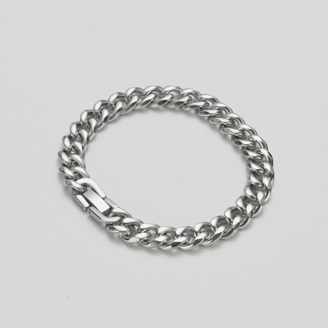Men's 9mm Stainless Steel 7.5-8.5 Inch Curb Chain Bracelet Video