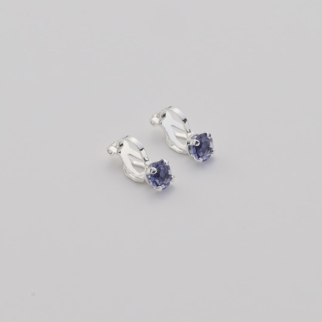 February (Amethyst) Birthstone Clip On Earrings Created with Zircondia® Crystals Video