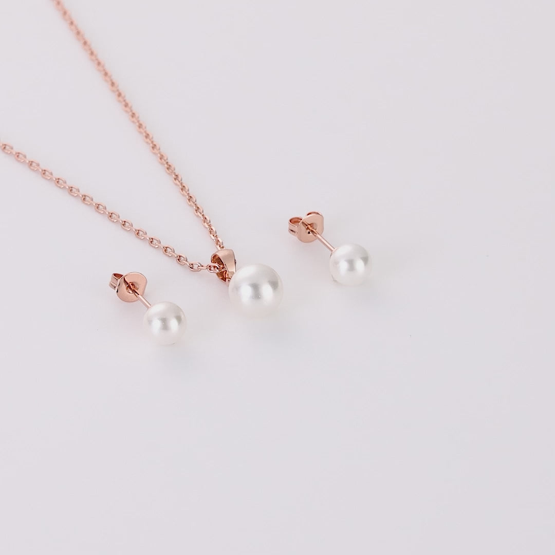 Rose Gold Plated Shell Pearl Set