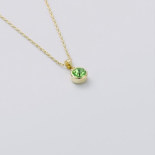 18k Gold Plated Light Green Crystal Necklace Created with Zircondia® Crystals