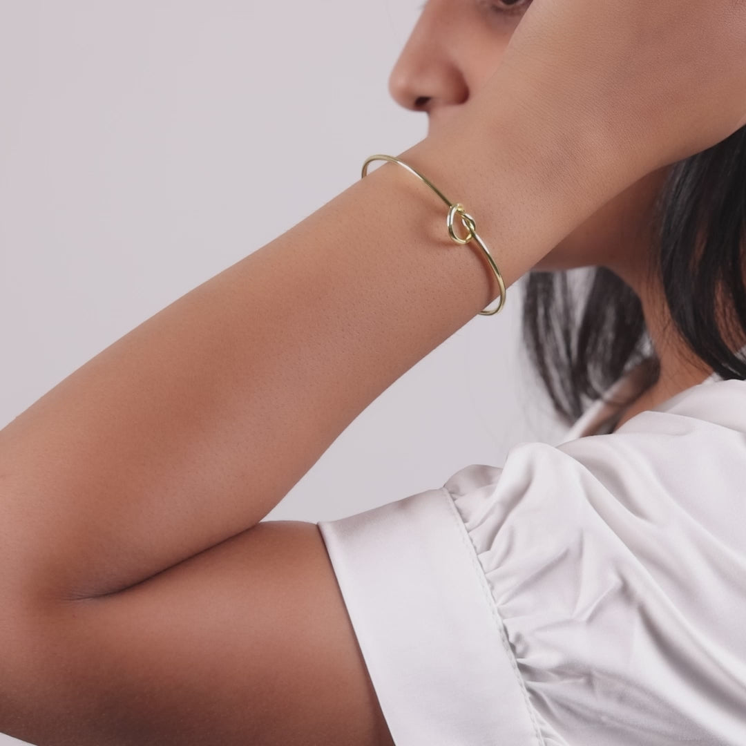 Gold Plated Love Knot Cuff Bangle