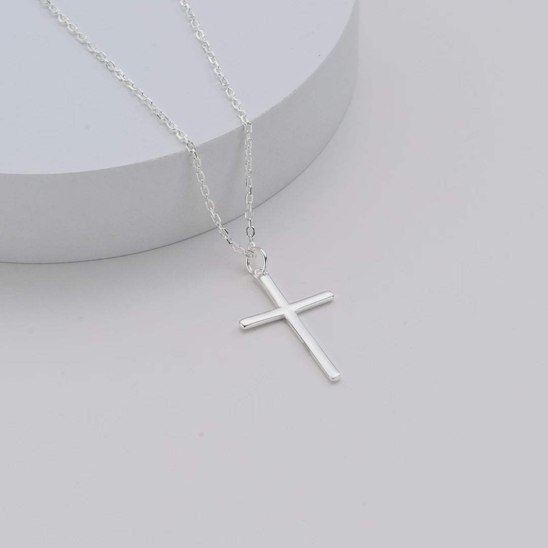 Sterling Silver Cross Pendant Necklace Video