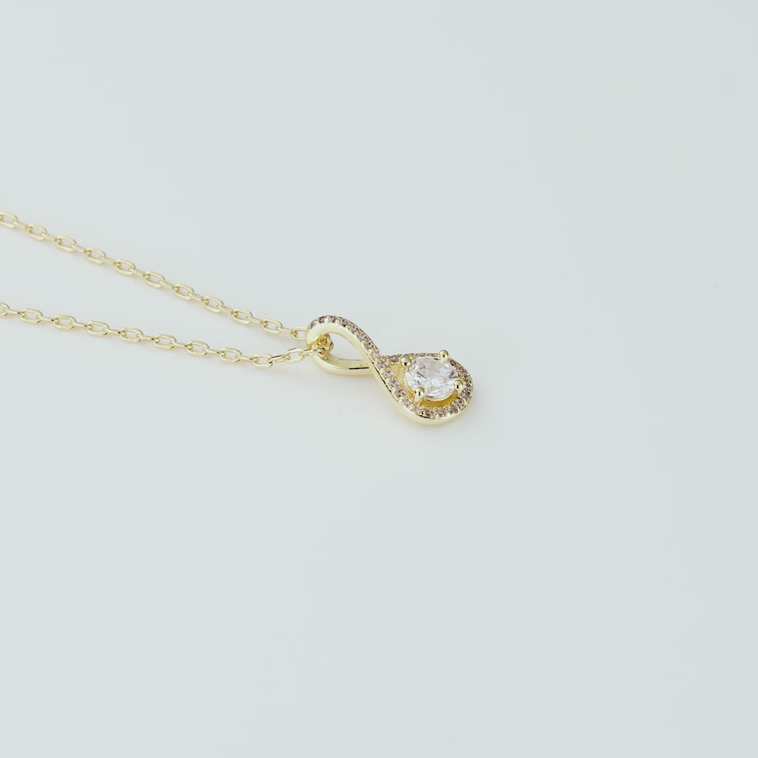 Gold Plated Solitaire Twist Necklace Created with Zircondia® Crystals