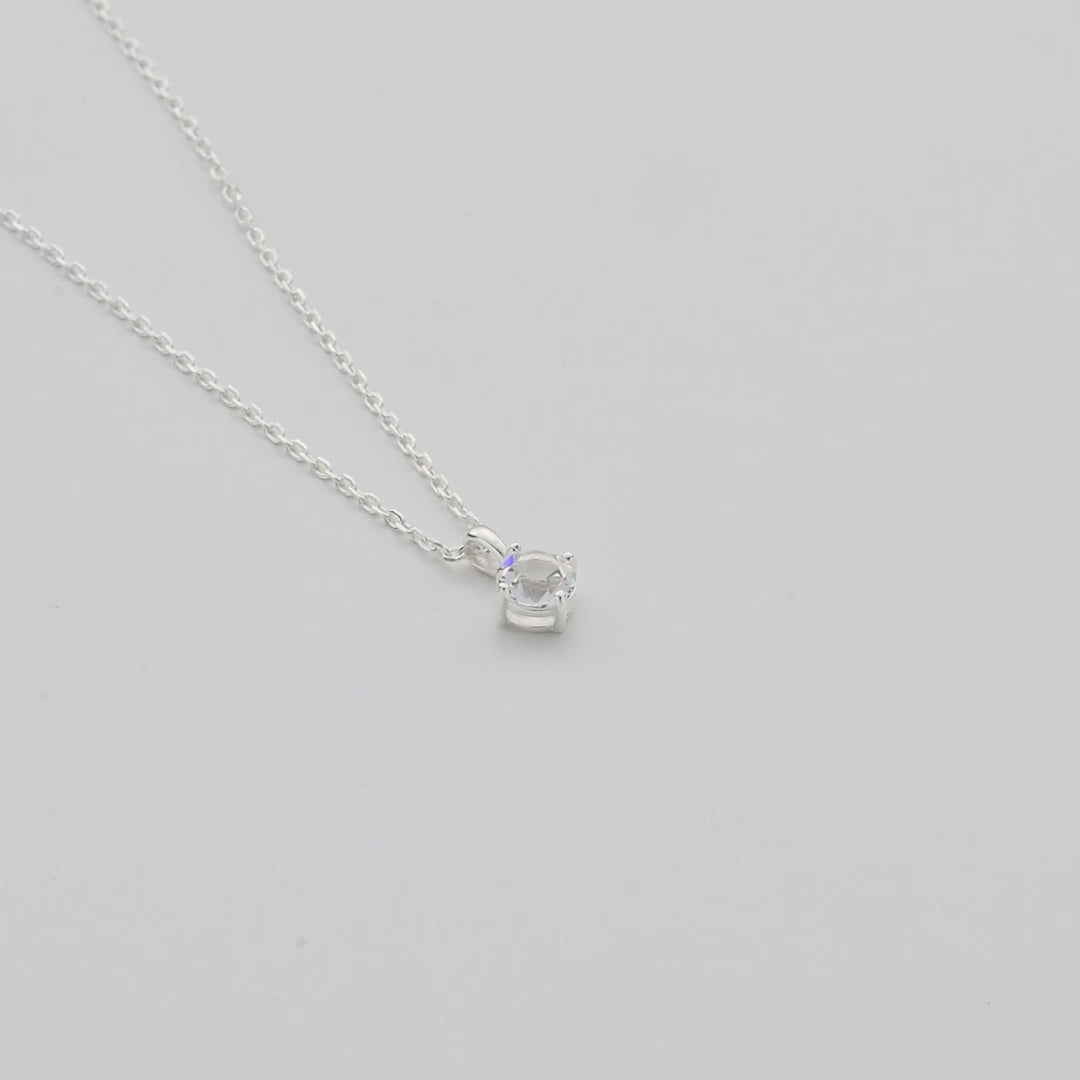 Sterling Silver April (Diamond) Birthstone Necklace Created with Zircondia® Crystals Video