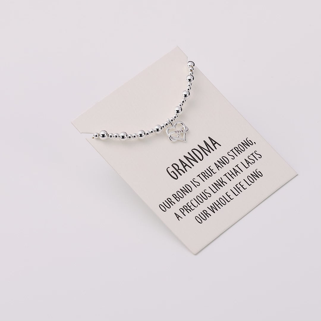 Grandma Infinity Heart Beaded Stretch Bracelet with Quote Card