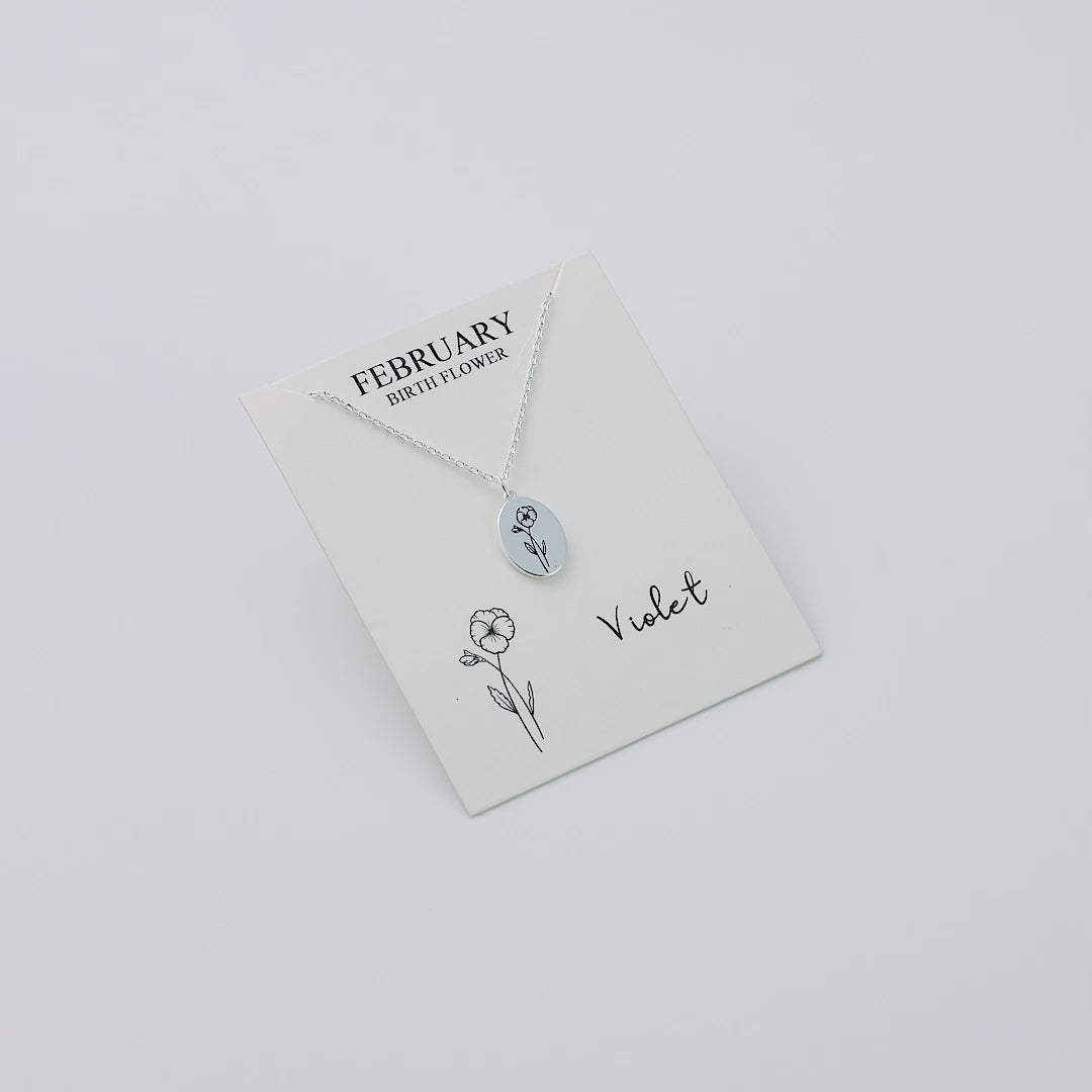 February Birth Flower Violet Necklace with Card