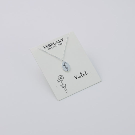 February Birth Flower Violet Necklace with Card