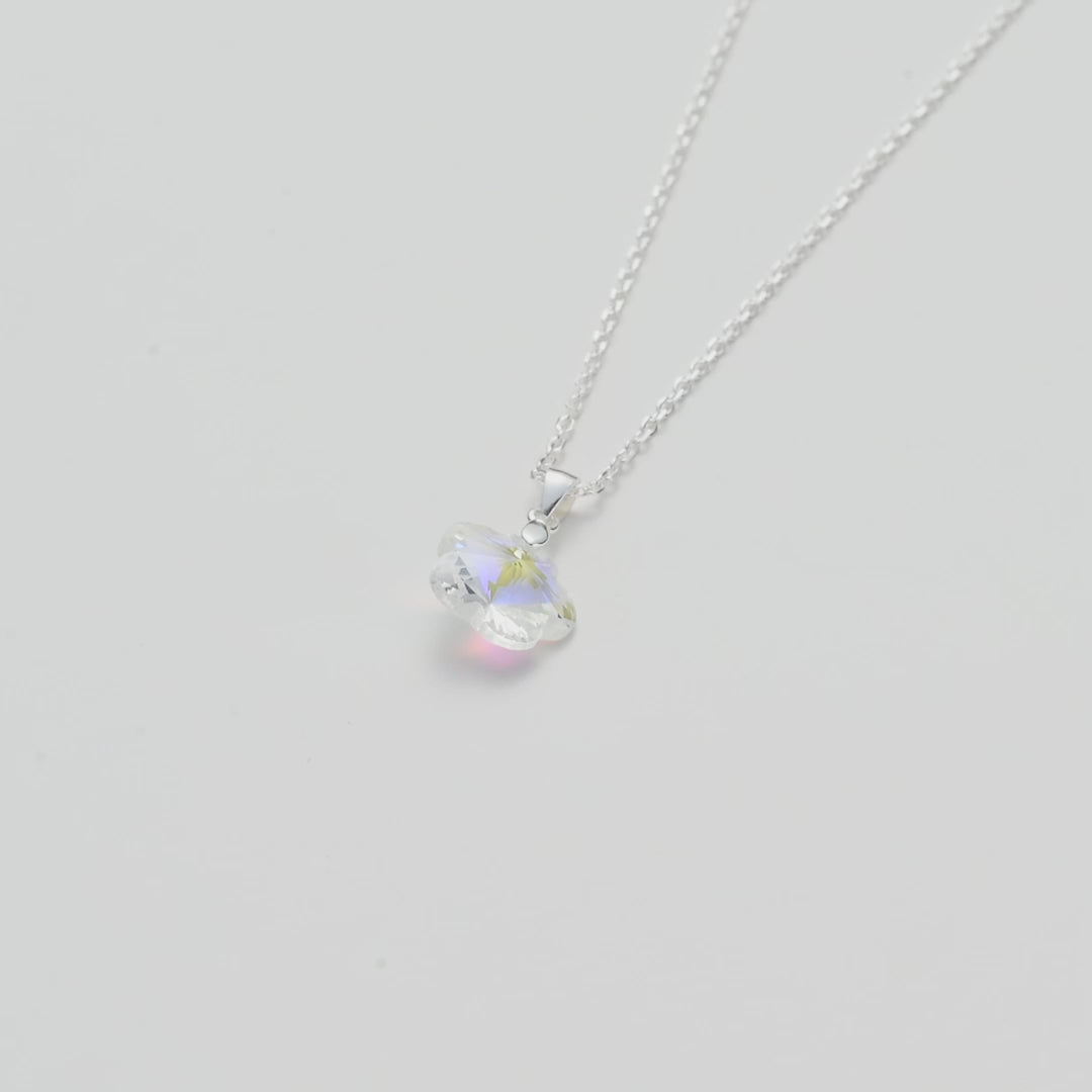 Sterling Silver Aurora Borealis Flower Necklace Created with Zircondia® Crystals Video