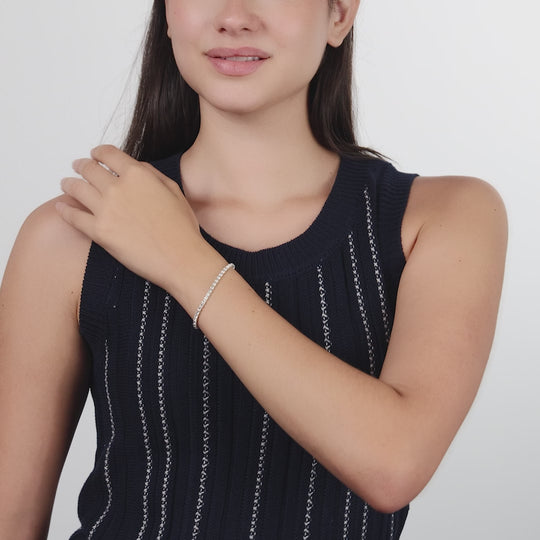 Silver Plated 3mm Tennis Bracelet Created with Zircondia® Crystals