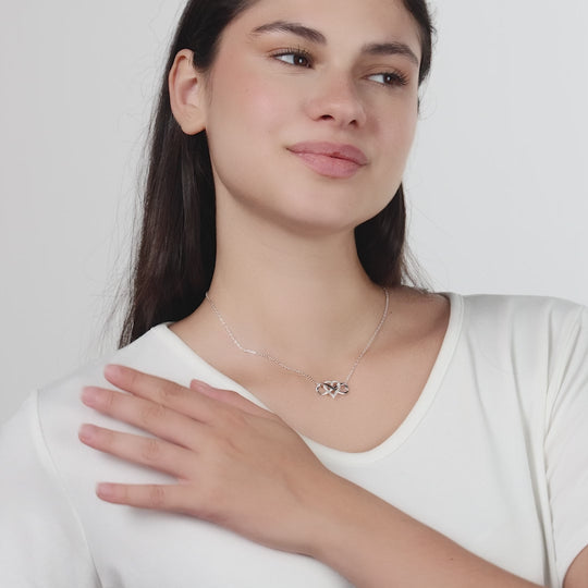 Silver Plated Infinity Heart Necklace Created with Zircondia® Crystals
