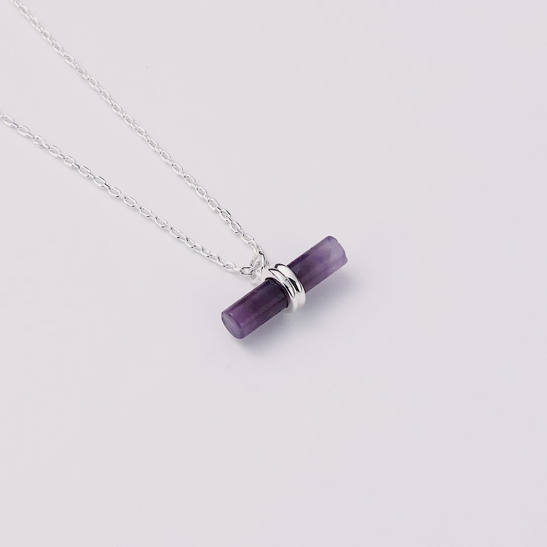 Amethyst Gemstone T-Bar Necklace