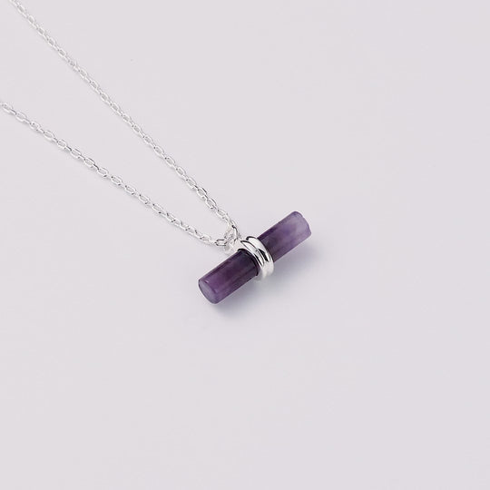 Amethyst Gemstone T-Bar Necklace