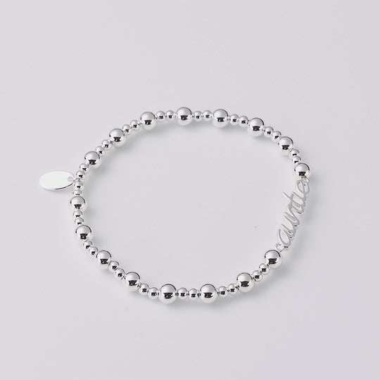 Silver Plated Auntie Beaded Stretch Bracelet