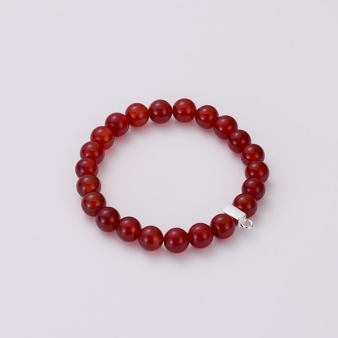 Carnelian Gemstone Charm Stretch Bracelet