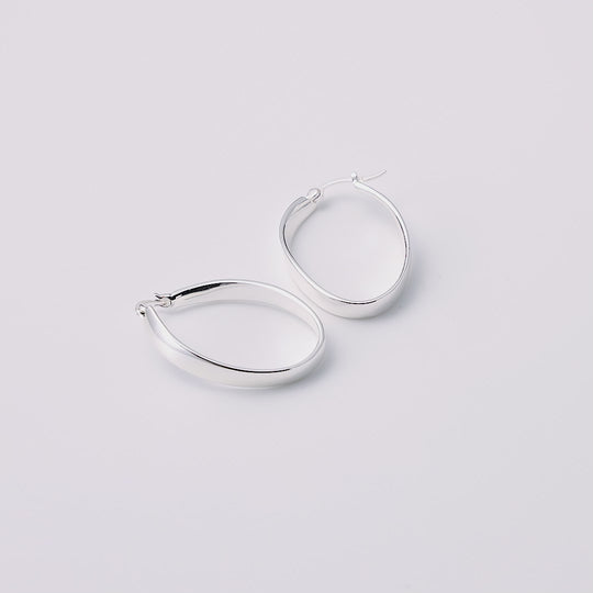 Silver Plated 30mm Oval Hoop Earrings