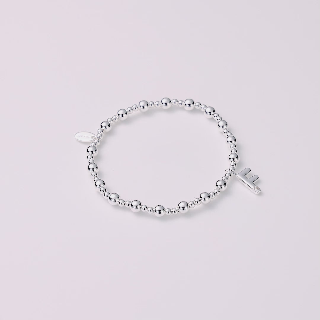 Letter F Initial Stretch Bracelet Created with Zircondia® Crystals