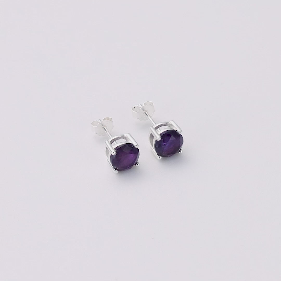 Sterling Silver Amethyst Gemstone Earrings