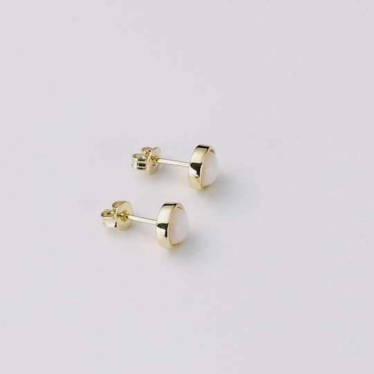 18k Gold Plated Mother of Pearl Stud Earrings