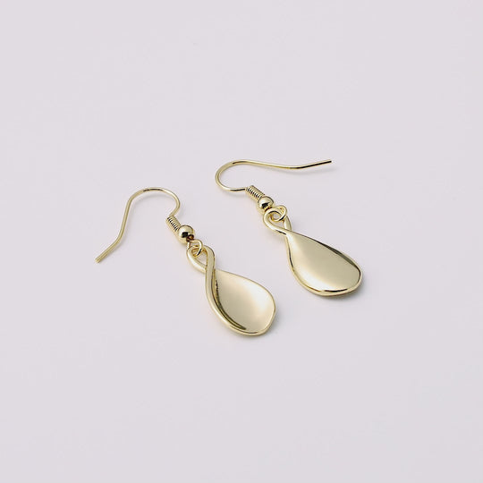 18k Gold Plated Infinity Curve Drop Earrings