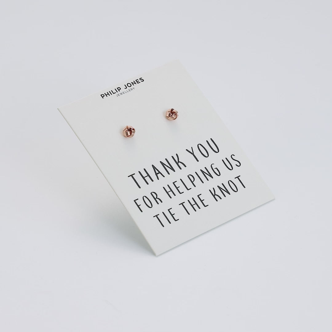 Rose Gold Plated Thank You for Helping us Tie The Knot Wedding Earrings with Quote Card