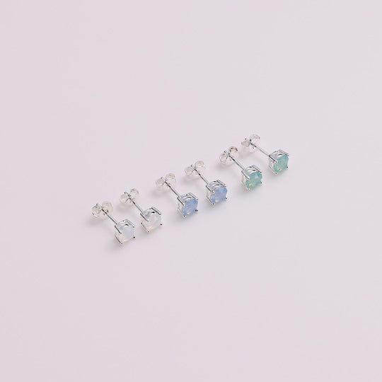 Pack of Three Opal Earrings Created with Zircondia® Crystals