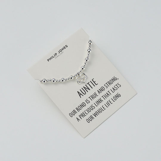 Auntie Infinity Heart Beaded Stretch Bracelet with Quote Card