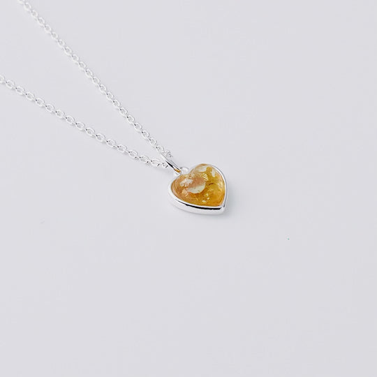 Sterling Silver Amber Heart Necklace