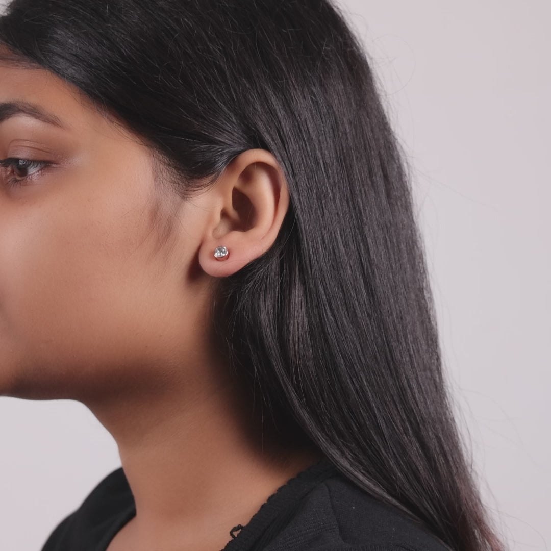 Rose Gold Plated 6mm Magnetic Clip On Earrings Created with Zircondia® Crystals