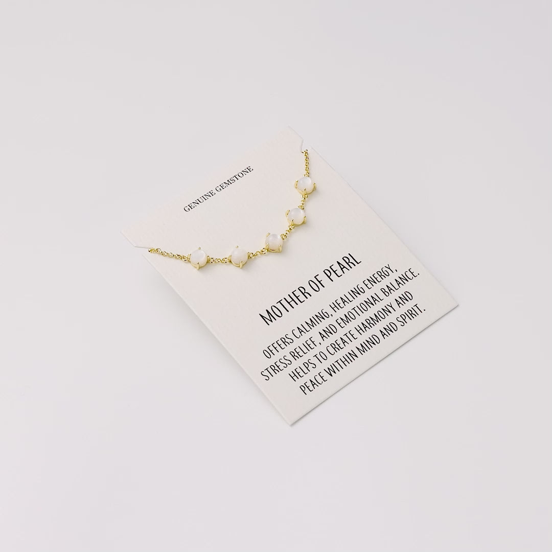 18k Gold Plated Mother of Pearl Gemstone Bracelet with Quote Card