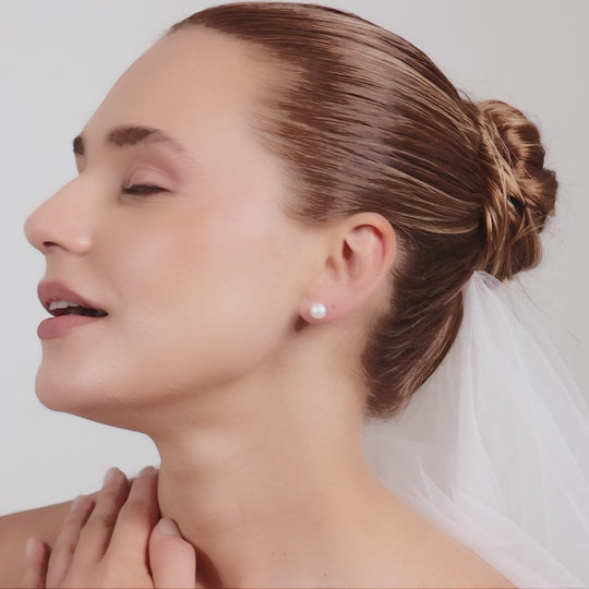 Silver Plated Freshwater Pearl Bridal Earrings