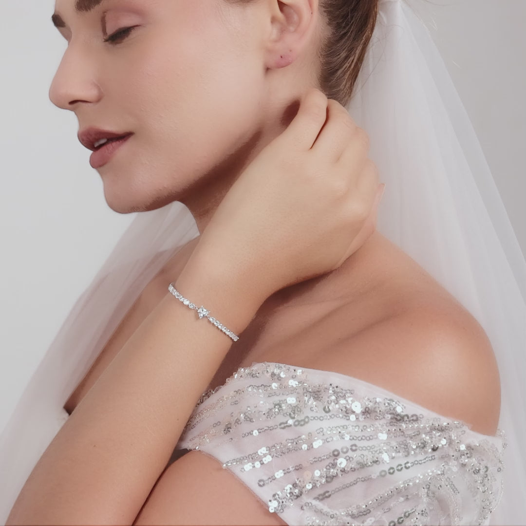 Heart Solitaire Bridal Tennis Bracelet Created with Zircondia® Crystals