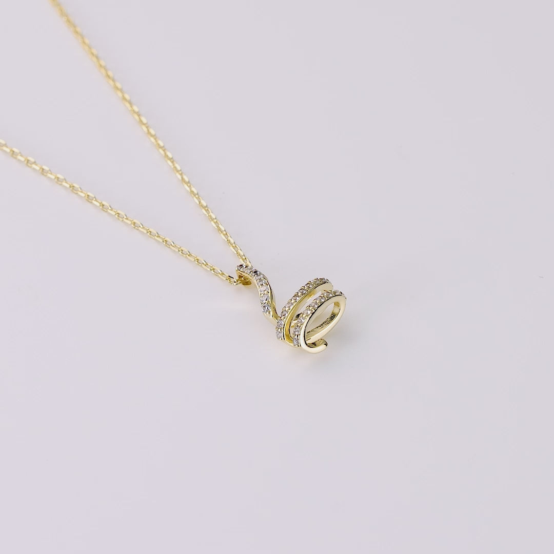 Gold Plated Spiral Twist Necklace Created with Zircondia® Crystals