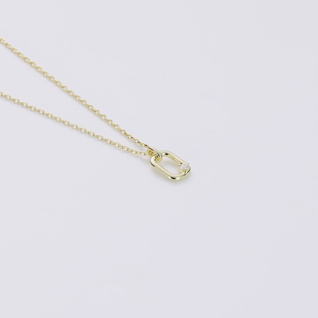 Gold Plated Paperclip Necklace Created with Zircondia® Crystals