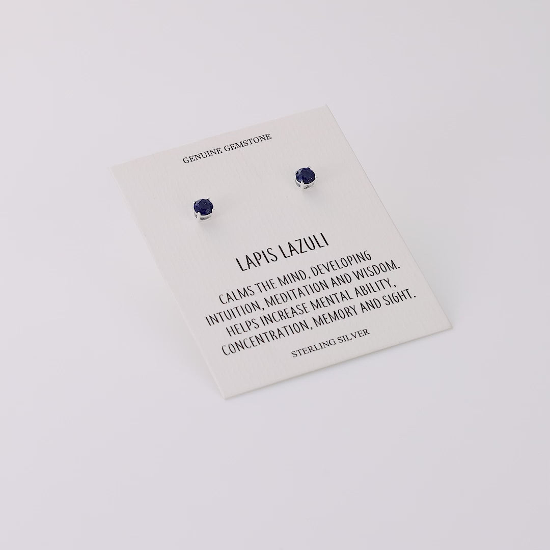 Sterling Silver Lapis Gemstone Earrings with Quote Card