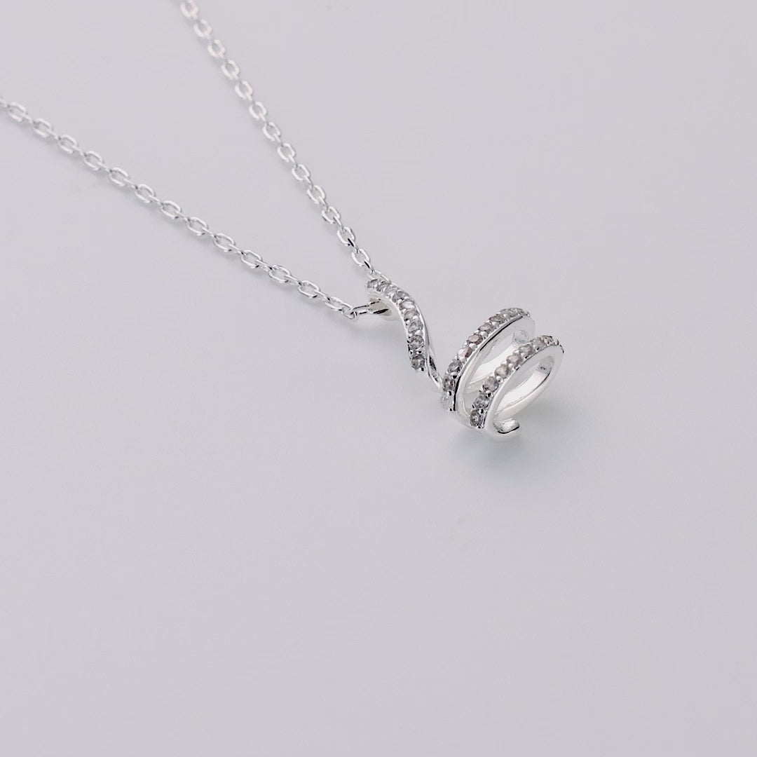 Silver Plated Spiral Twist Necklace Created with Zircondia® Crystals