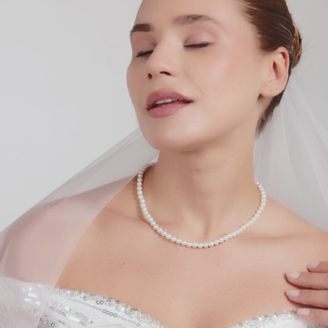 White Pearl Strand Choker Bridal Necklace