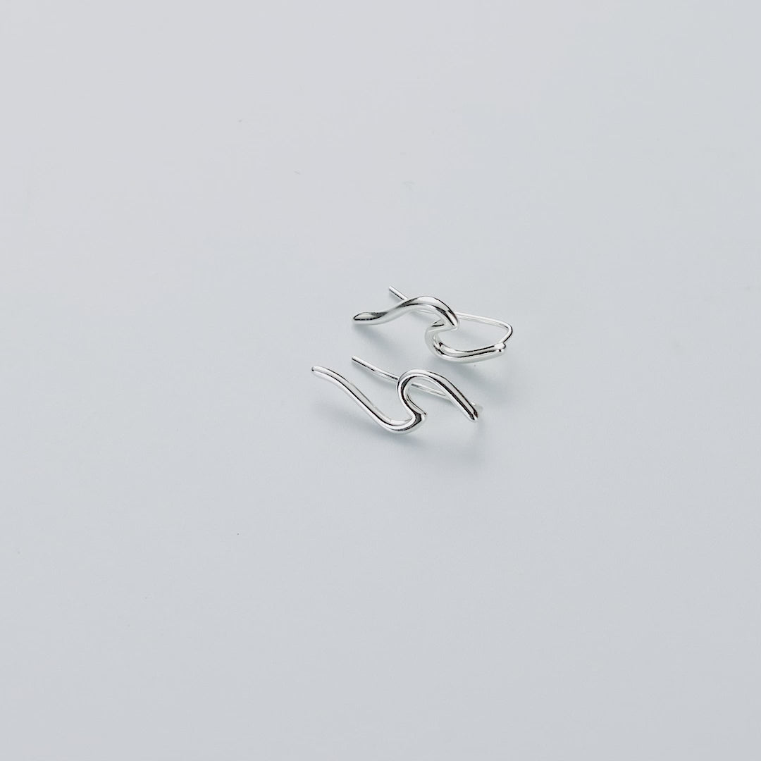 Sterling Silver Wave Climber Earrings