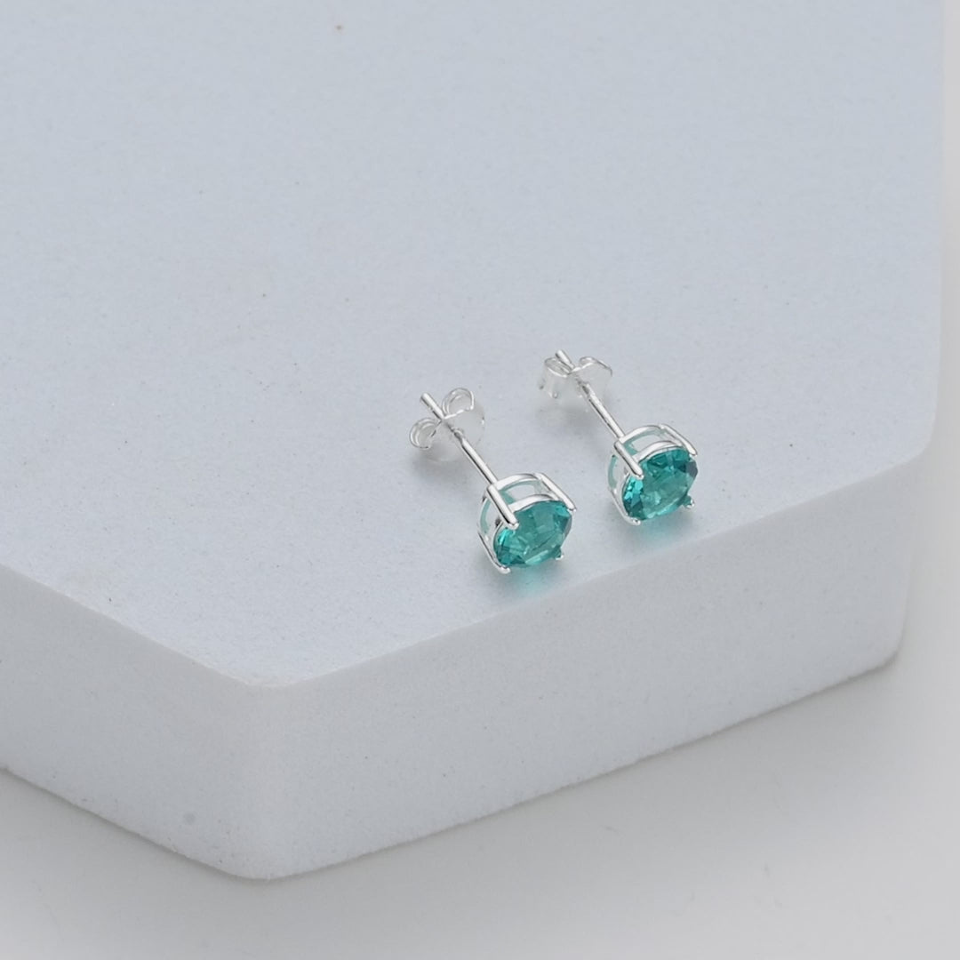 Sterling Silver Blue Earrings Created with Zircondia® Crystals Video