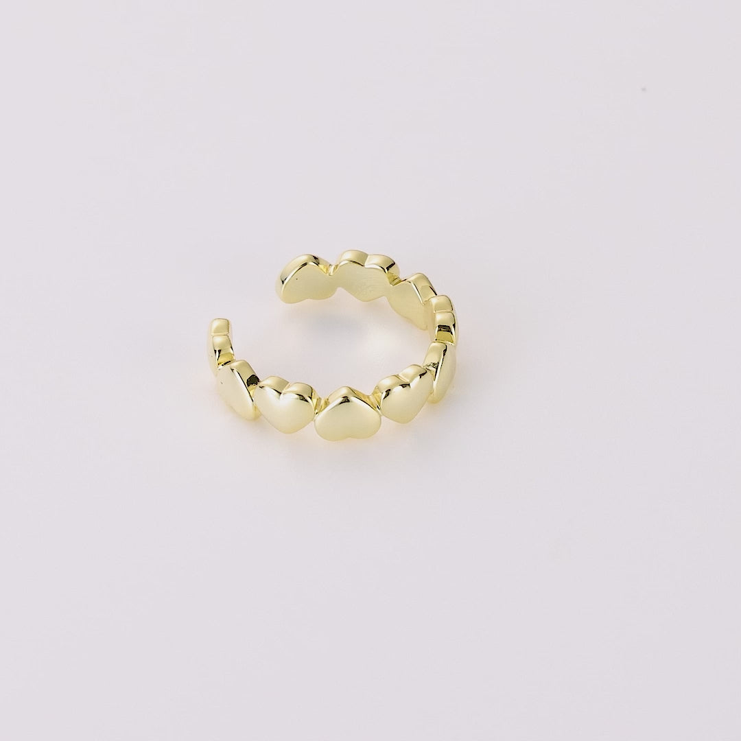 Gold Plated Adjustable Heart Band Ring