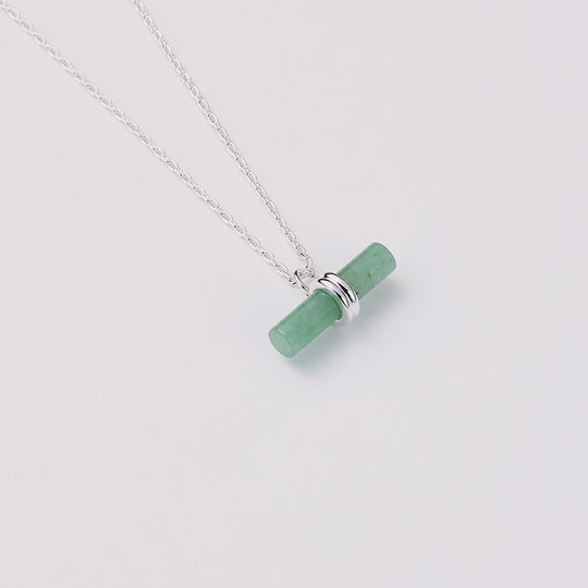 Green Aventurine Gemstone T-Bar Necklace