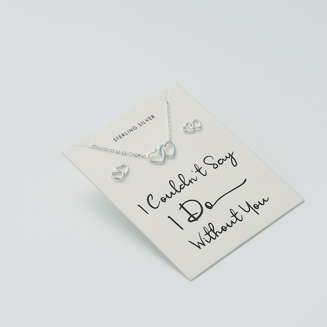 Sterling Silver I Couldn't Say I Do Without You Wedding Heart Link Set